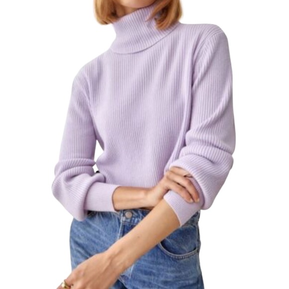 Reformation Sweaters - REFORMATION NWT Luisa Cropped Cashmere Turtleneck Sweater Size Small in Lilac